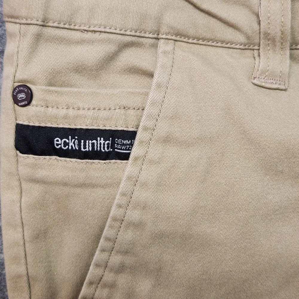 Ecko Unltd Mens Khaki Jogger Pants‎ Size 32 Tan Twill Tapered Streetwear Casual
